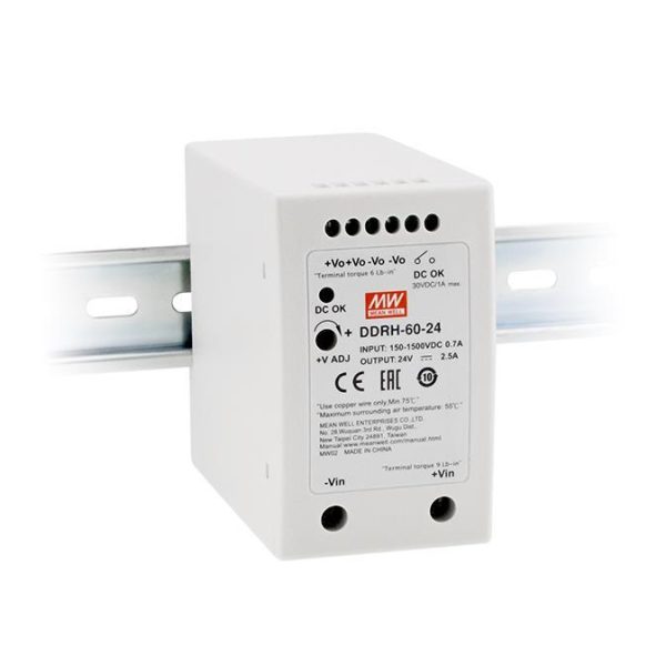 DDRH-60-24 - Conversor CC/CC Fechado 60W 150V-1500V Saída 24V-2.5A - MEAN WELL