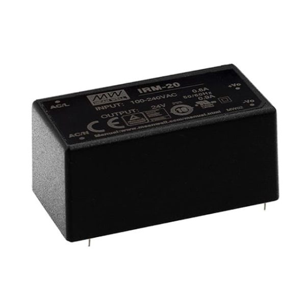 IRM-20-15 - Fonte Chaveada Fechada 21W 85-264VCA/120-370VCC Saída 15V-1,4A - MEAN WELL