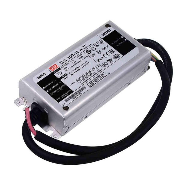 XLG-100-12-A - Fonte Chaveada p/ LED 96W 100-305VCA/142-431VCC Saída 12VCC/8A - MEAN WELL