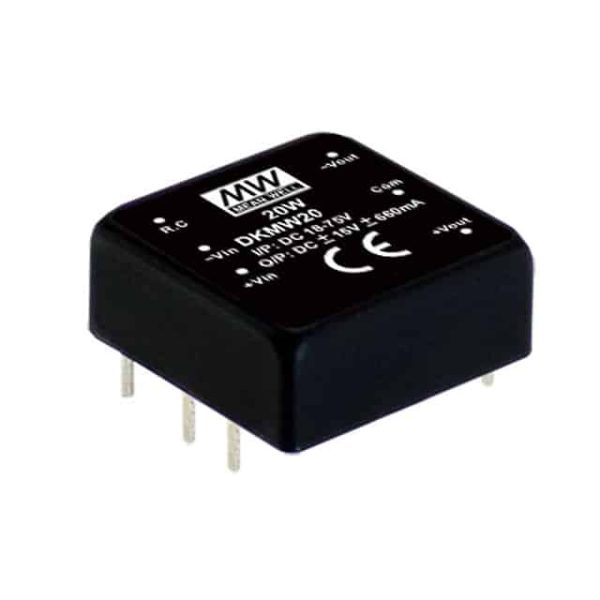 DKMW20G-12 - Conversor CC/CC Módulo 20W 18V-75V Saída +/-12V-0.83A - MEAN WELL