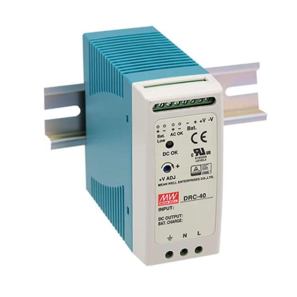 DRC-40B - Fonte Chaveada DIN 40W 90-264VCA/127-370VCC Saída 27,6V-0,9A/0,5A - MEAN WELL