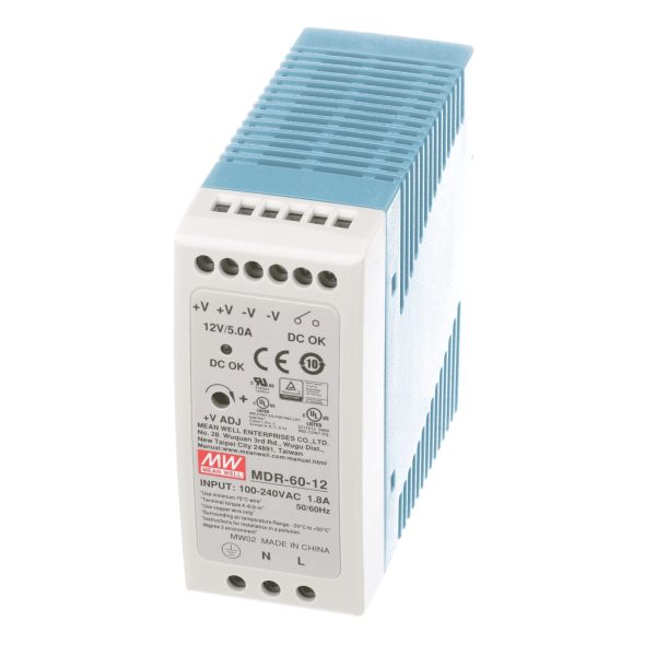 MDR-60-12 - Fonte Chaveada DIN 60W 85-264VCA/120-370VCC Saída 12VCC-5A - MEAN WELL