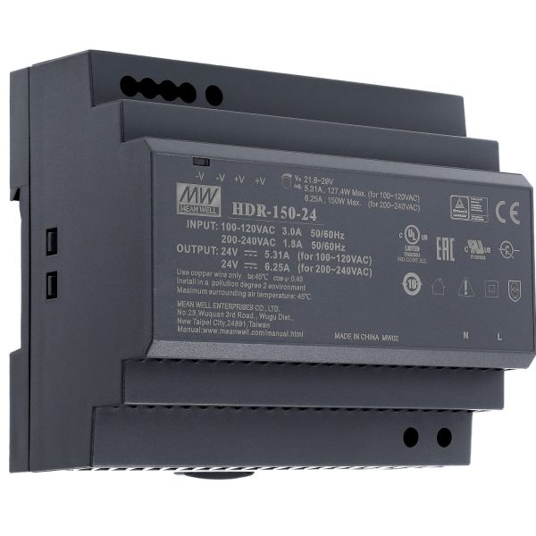 HDR-150-12 - Fonte Chaveada DIN 135W 85-264VCA/120-370VCC Saída 12VCC-11.3A - MEAN WELL