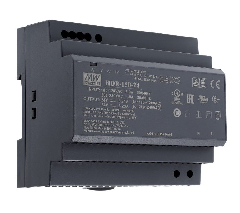 HDR-150-12 – Fonte Chaveada DIN 135W 85-264VCA/120-370VCC Saída 12VCC-11.3A – MEAN WELL