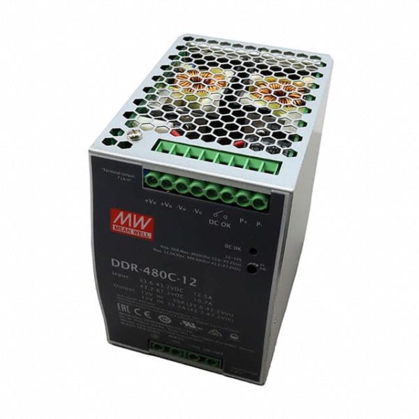 DDR-480C-12 - Fonte Chaveada DIN 401W 33.6-67,2VCC Saída 12V-33,4A - MEAN WELL