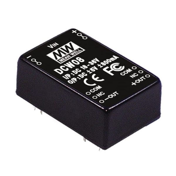 DCW08B-12 - Conversor CC/CC Módulo 8W 18V-36V Saída +/-12V-0.335A - MEAN WELL