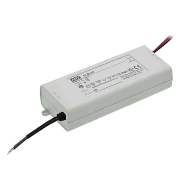 PLD-40-500B - Driver LED 40W 180-295VCA Saída 45-80V 0.5A - MEAN WELL