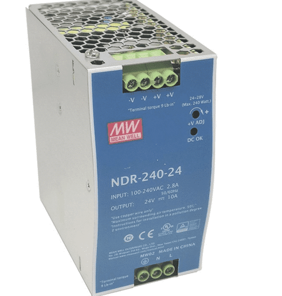 NDR-240-24 - Fonte Chaveada DIN 240W 90-264VCA/127-370VCC Saída 24VCC-10A - MEAN WELL