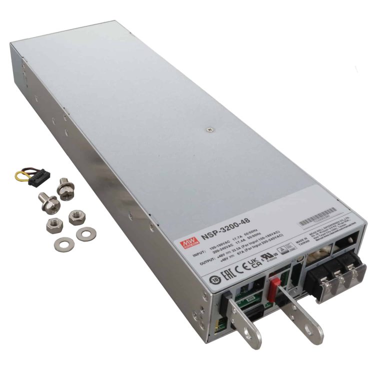 NSP-3200-48 – Fonte Chaveada Fechada 3,216kW 90-264VCA/127-400VCC Saída 48V-67A – MEAN WELL