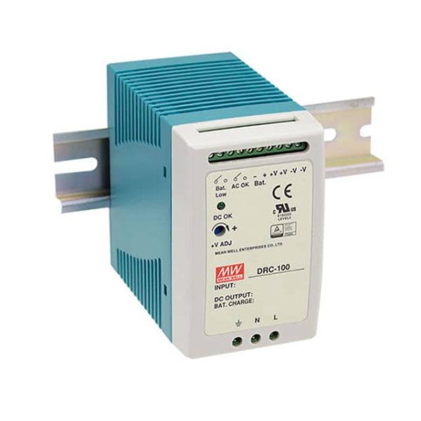 DRC-100A - Fonte Chaveada DIN 97W 90-264VCA/127-370VCC Saída 13,8V-4,5A/2,5A - MEAN WELL