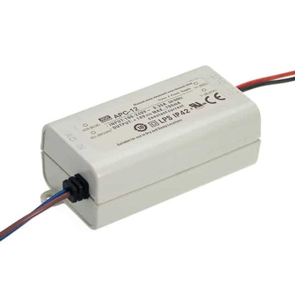 APC-12-700 - Driver LED 13W 90-264VCA/127-370VCC Saída 9-18V 0.7A - MEAN WELL
