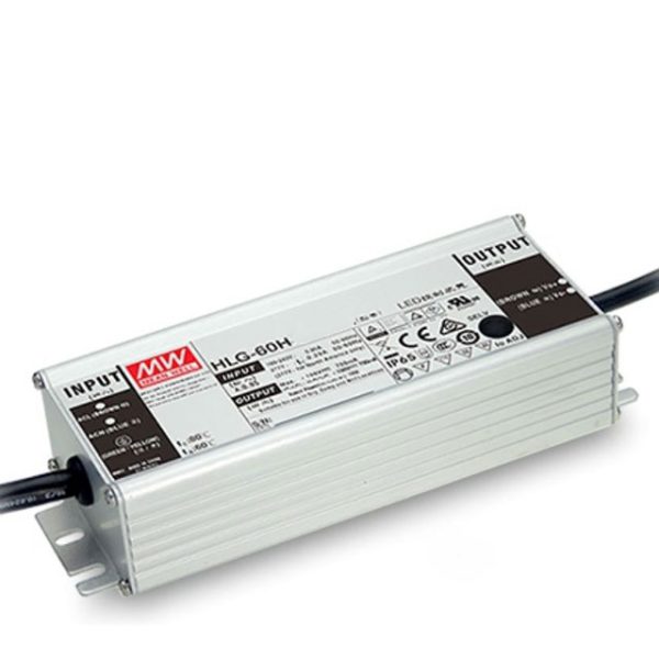 HLG-60H-24AB - Driver LED 60W 100-305VCA/142-431VCC Saída 24V 2,5A - MEAN WELL