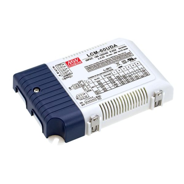 LCM-60UDA - Driver LED 50W 180-295VCA/254-392VCC Saída 2-90V 1,4A - MEAN WELL