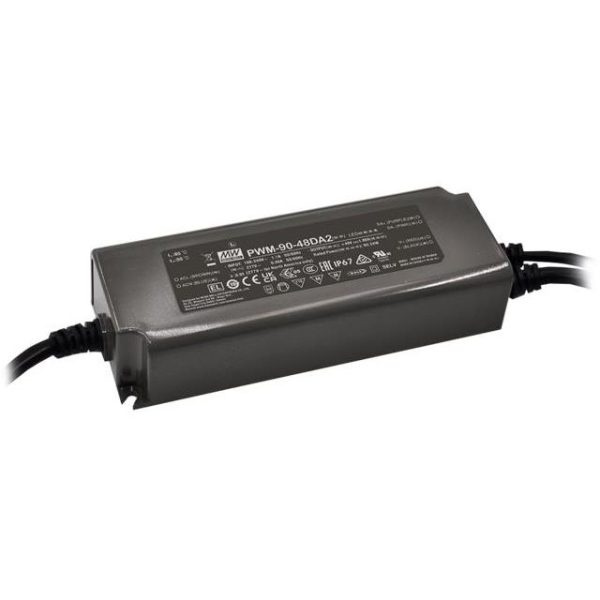 PWM-90-12 - Driver LED 90W 90-305-VCA/127-431 VCC Saída 12V 7,5A - MEAN WELL