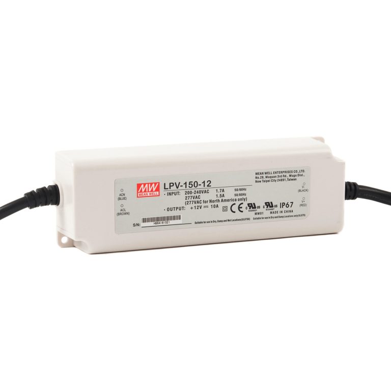 LPV-150-12 – Fonte Chaveada p/ LED 150W 180-305VCA/254-431VCC Saída 12VCC/10A – MEAN WELL
