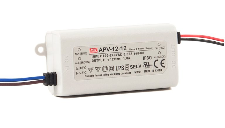 APV-12-12 – Fonte Chaveada p/ LED 12W 90-264VCA/127-370VCC Saída 12VCC-1A – MEAN WELL