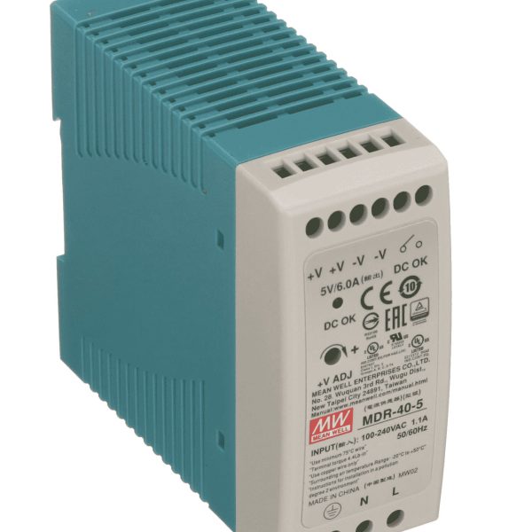 MDR-40-5 - Fonte Chaveada DIN 30W 85-264VCA/120-370VCC Saída 5VCC/6A - MEAN WELL