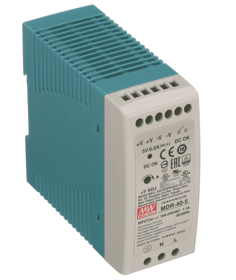 MDR-40-5 – Fonte Chaveada DIN 30W 85-264VCA/120-370VCC Saída 5VCC/6A – MEAN WELL