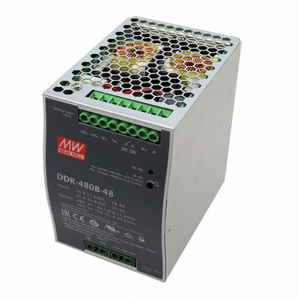 DDR-480B-48 - Fonte Chaveada DIN 480W 16.8-33,6VCC Saída 48V-10A - MEAN WELL