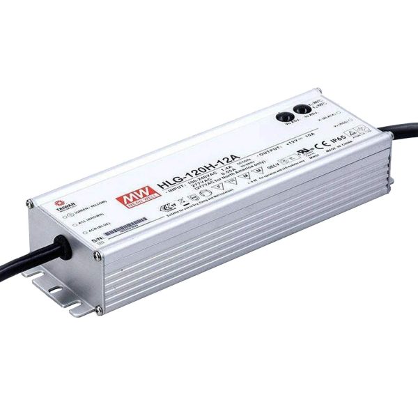 HLG-120H-12A - Fonte Chaveada p/ LED 120W 90-305VCA/127-431VCC Saída 12VCC/10A - MEAN WELL