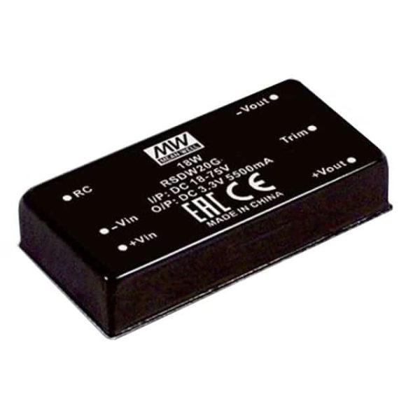 RSDW20H-12 - Conversor CC/CC Módulo 20W 43V-160V Saída 12V-1.67A - MEAN WELL