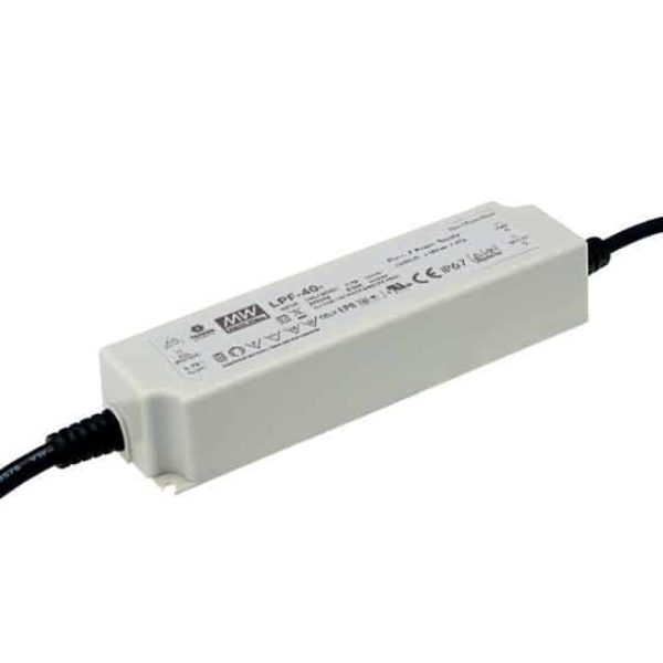 LPF-40-20 - Driver LED 40W 90-305VCA/127-431VCC Saída 12-20V 2A - MEAN WELL