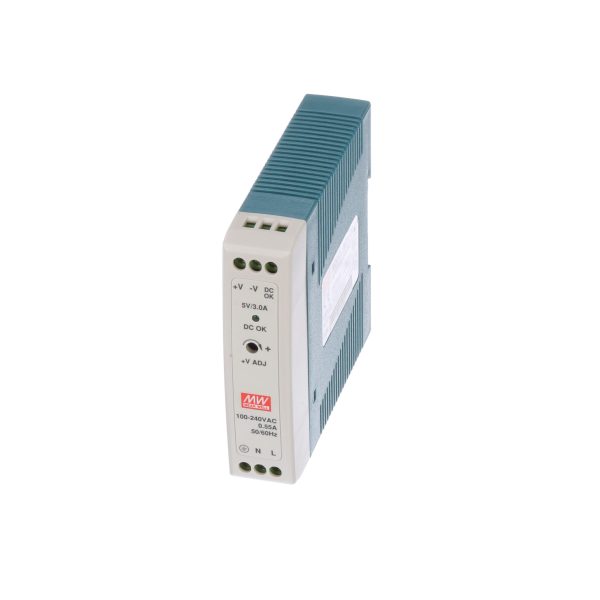 MDR-20-5 - Fonte Chaveada DIN 15W 85-264VCA/120-370VCC Saída 5VCC-3A - MEAN WELL