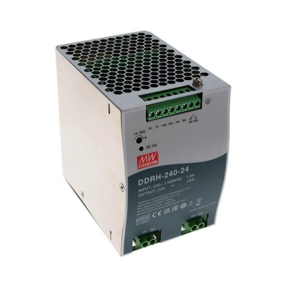 DDRH-240-24 - Fonte Chaveada DIN 240W 250-1500VCC Saída 24V-10A - MEAN WELL