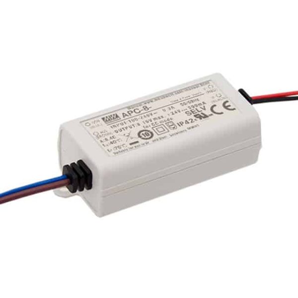 APC-8-350 - Driver LED 8W 90-264VCA/127-370VCC Saída 11-23V 0.35A - MEAN WELL