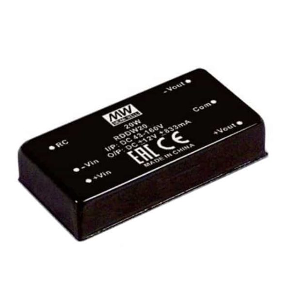 RDDW20G-12 - Conversor CC/CC Módulo 20W 18V-75V Saída +/-12V-0.835A - MEAN WELL