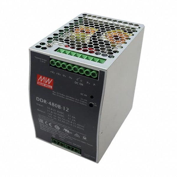 DDR-480B-12 - Fonte Chaveada DIN 401W 16.8-33,6VCC Saída 12V-33,4A - MEAN WELL