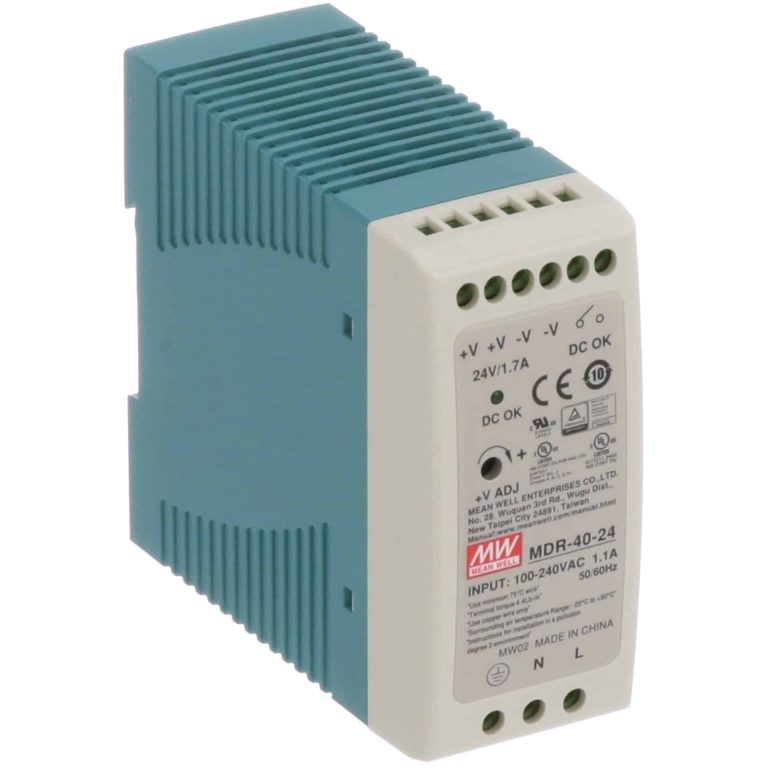 MDR-40-24 – Fonte Chaveada DIN 40W 85-264VCA/120-370VCC Saída 24VCC-1.7A – MEAN WELL