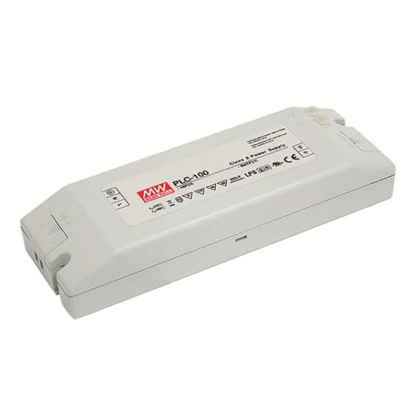 PLC-100-48 - Driver LED 96W 90-264-VCA/127-370 VCC  Saída 48V 2A - MEAN WELL
