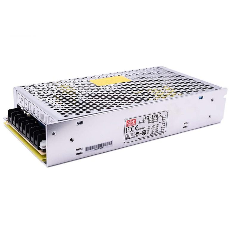 RQ-125C – Fonte Chaveada 125W 88-264VCA/248-373VCC 4 Saídas 5VCC-10A / 15VCC-4A /-5V-1A / -15V-0.5A – MEAN WELL