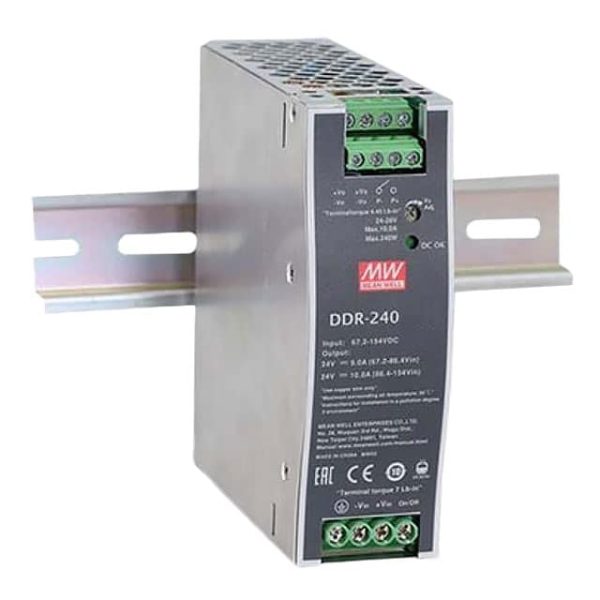 DDR-240B-48 - Fonte Chaveada DIN 240W 16.8-33,6VCC Saída 48V-5A - MEAN WELL