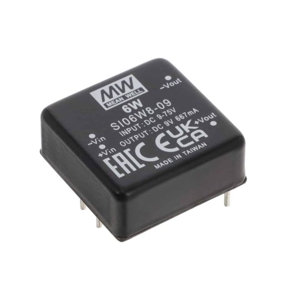 SI06W8-09 - Conversor CC/CC Módulo 6W 9V-75V Saída 9V-0.667A - MEAN WELL