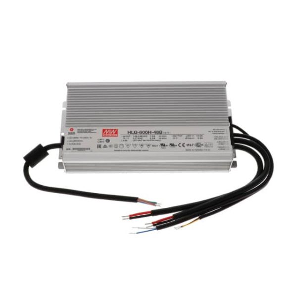 HLG-600H-48B - Driver LED 600W 100-305VCA/142-431VCC Saída 24-48V 12,5A - MEAN WELL
