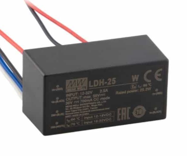 LDH-25-350W - Driver LED 25W 9.5-32VCC Saída 12,5-72V 0.35A - MEAN WELL