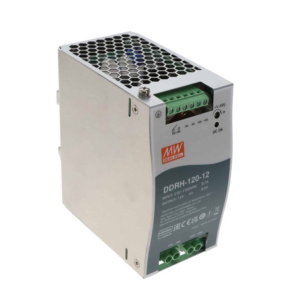 DDRH-120-12 - Fonte Chaveada DIN 101W 250-1500VCC Saída 12V-8,4A - MEAN WELL