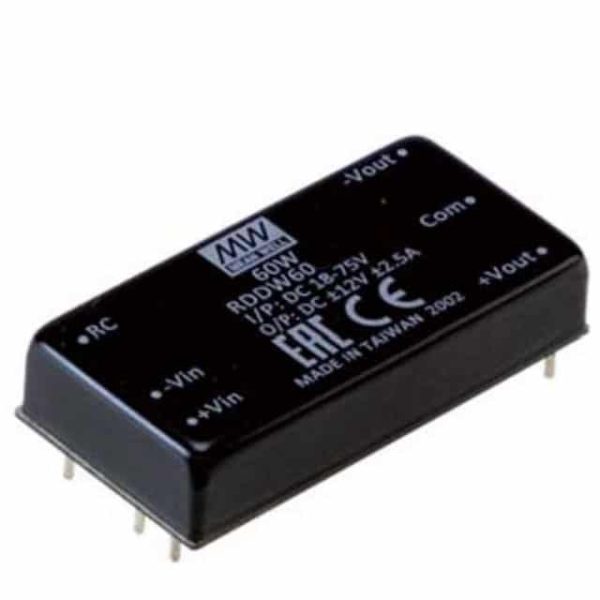 RDDW60F-12 - Conversor CC/CC Módulo 60W 9V-36V Saída +/-12V-2.5A - MEAN WELL