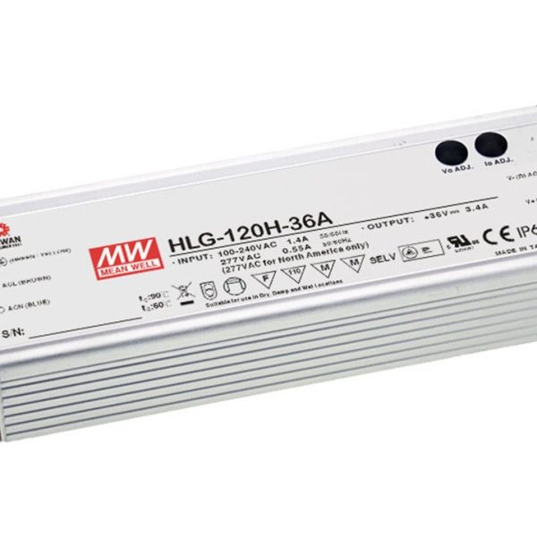 HLG-120H-48A - Fonte Chaveada p/ LED 120W 90-305VCA/127-431VCC Saída 48VCC/2.5A - MEAN WELL