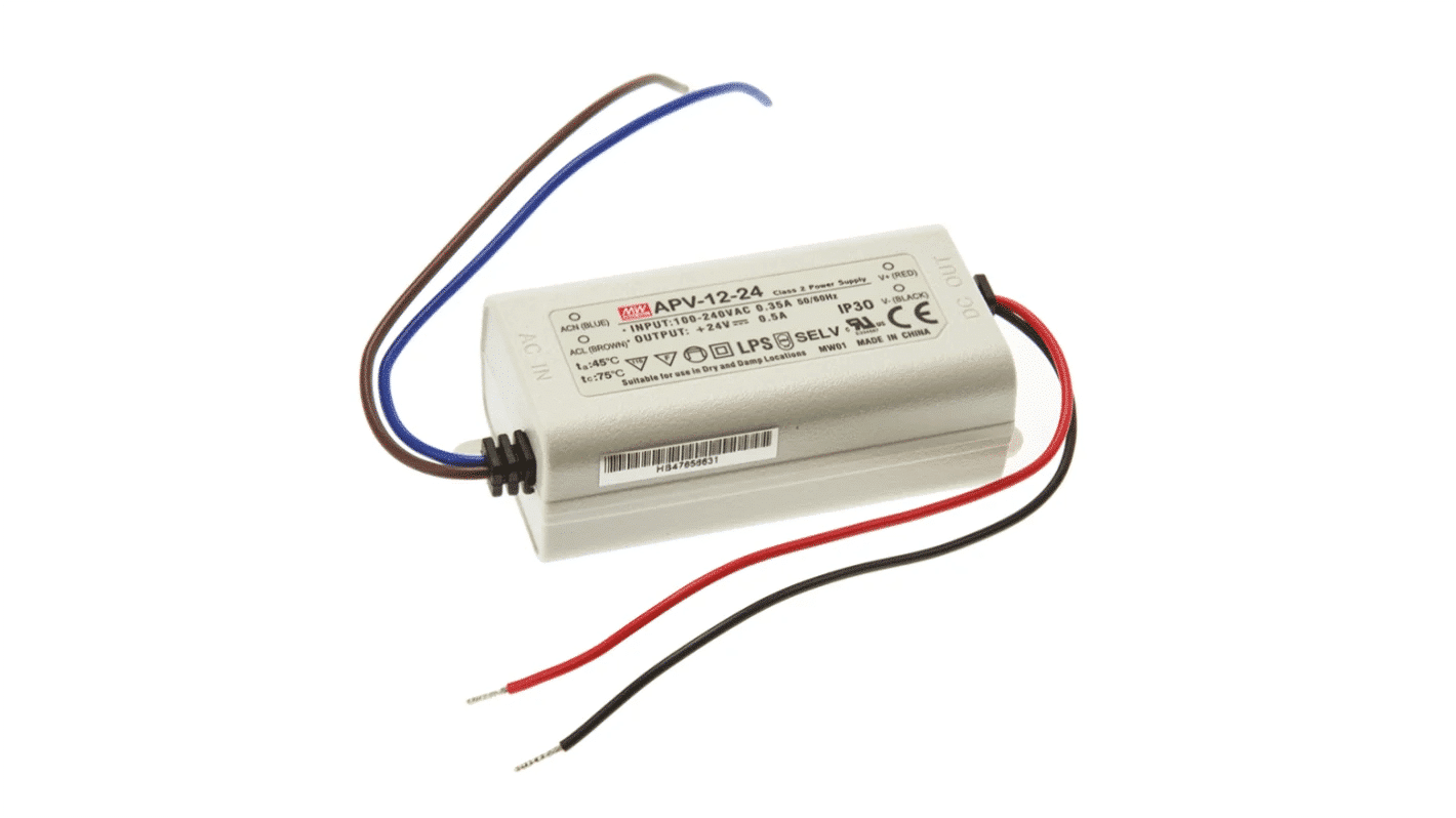 APV-12-24 - Fonte Chaveada p/ LED 12W 90-264VCA/127-370VCC Saída 24VCC-0.5A - MEAN WELL 1 66fa34da16abd8886e847cc7eed91552