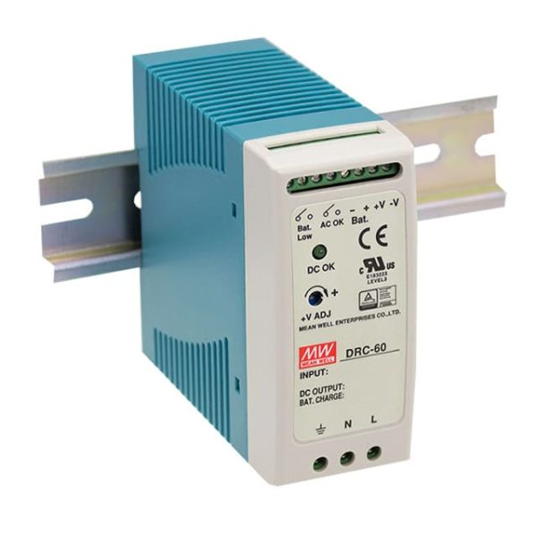 DRC-60B - Fonte Chaveada DIN 59W 90-264VCA/127-370VCC Saída 27,6V-1,4A/0,75A - MEAN WELL
