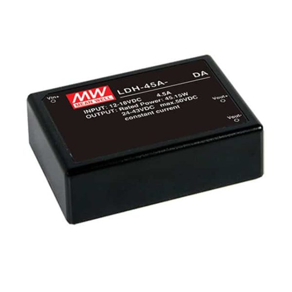 LDH-45A-700DA - Driver LED 45W 9-18VCC Saída 24-64V 0.7A - MEAN WELL