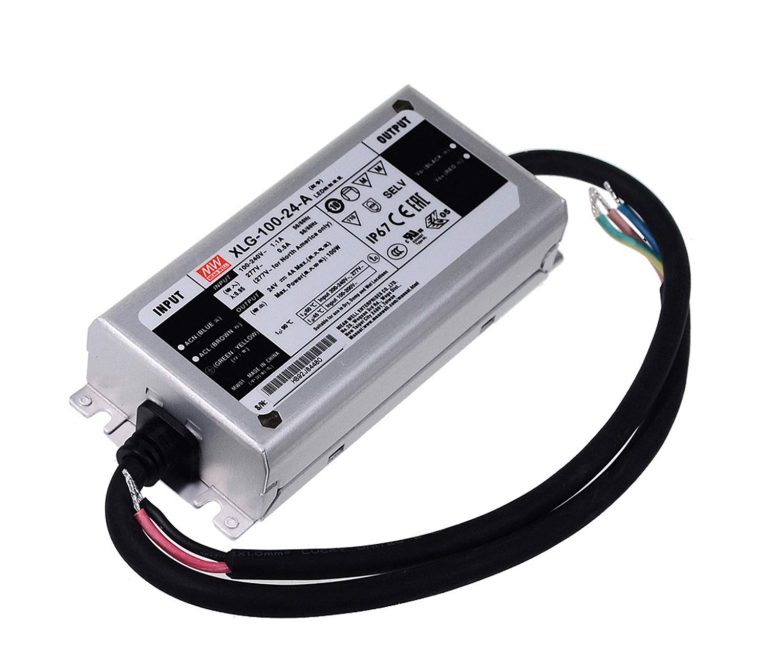 XLG-100-24-A – Fonte Chaveada p/ LED 96W 100-305VCA/142-431VCC Saída 24VCC/4A – MEAN WELL
