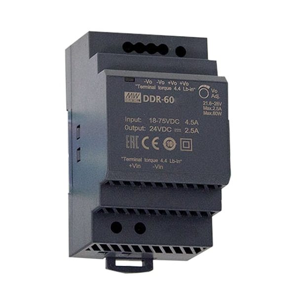 DDR-60G-12 - Fonte Chaveada DIN 60W 9-36VCC Saída 12V-5A - MEAN WELL