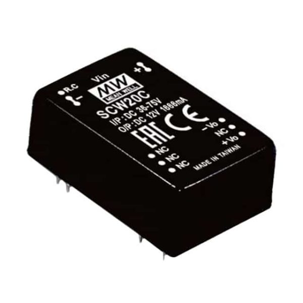 SCW20B-05 - Conversor CC/CC Módulo 20W 18V-36V Saída 5V-4A - MEAN WELL
