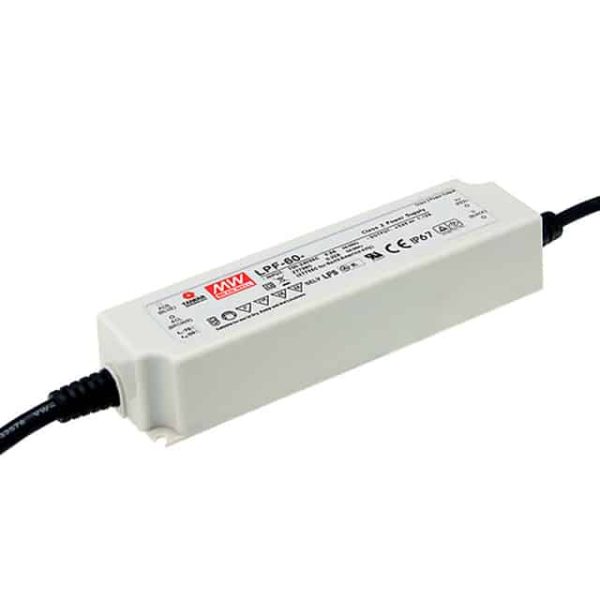 LPF-60-20 - Driver LED 60W 90-305VCA/127-431VCC Saída 12-20V 3A - MEAN WELL
