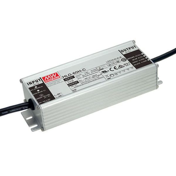 HLG-60H-C700A - Driver LED 70W 100-305VCA/142-431VCC Saída 50-100V 0.7A - MEAN WELL