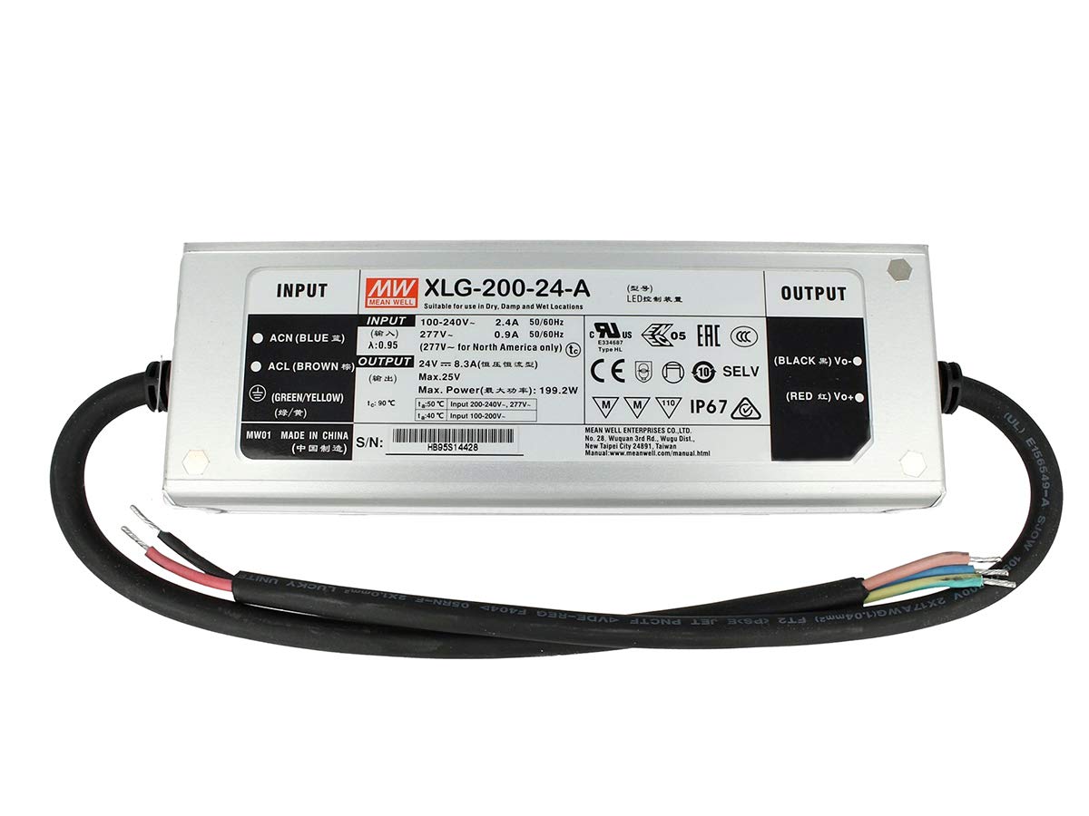 XLG-200-24-A - Fonte Chaveada p/ LED 200W 100-305VCA/142-431VCC Saída 24VCC/8.3A - MEAN WELL 1 801c9c6e2672607e8e43469bded03ef2